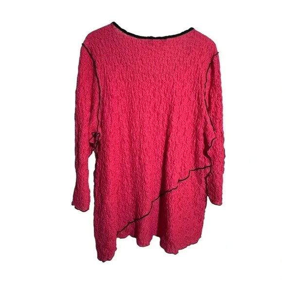 Yushi Red Tunic Crinkle knit Lagenlook Top size XL - Picture 3 of 6